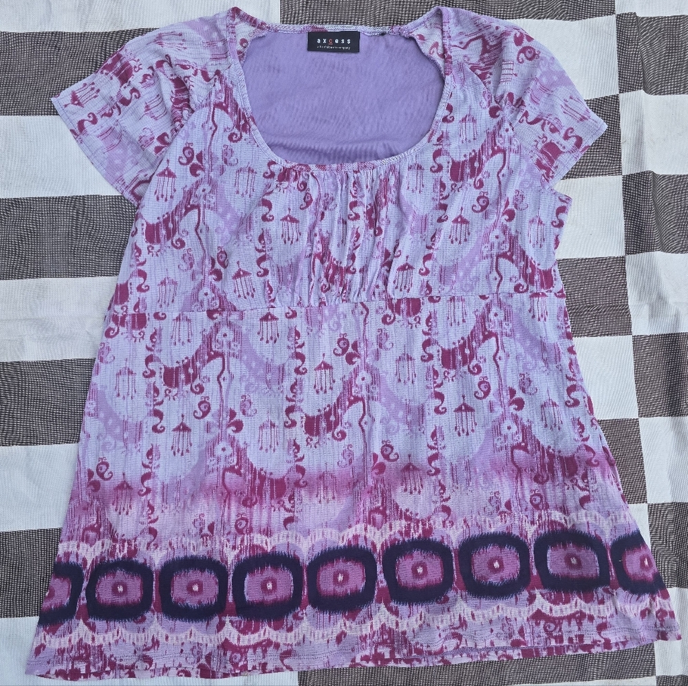 Axcess | Pink & Purple Patterned Blouse